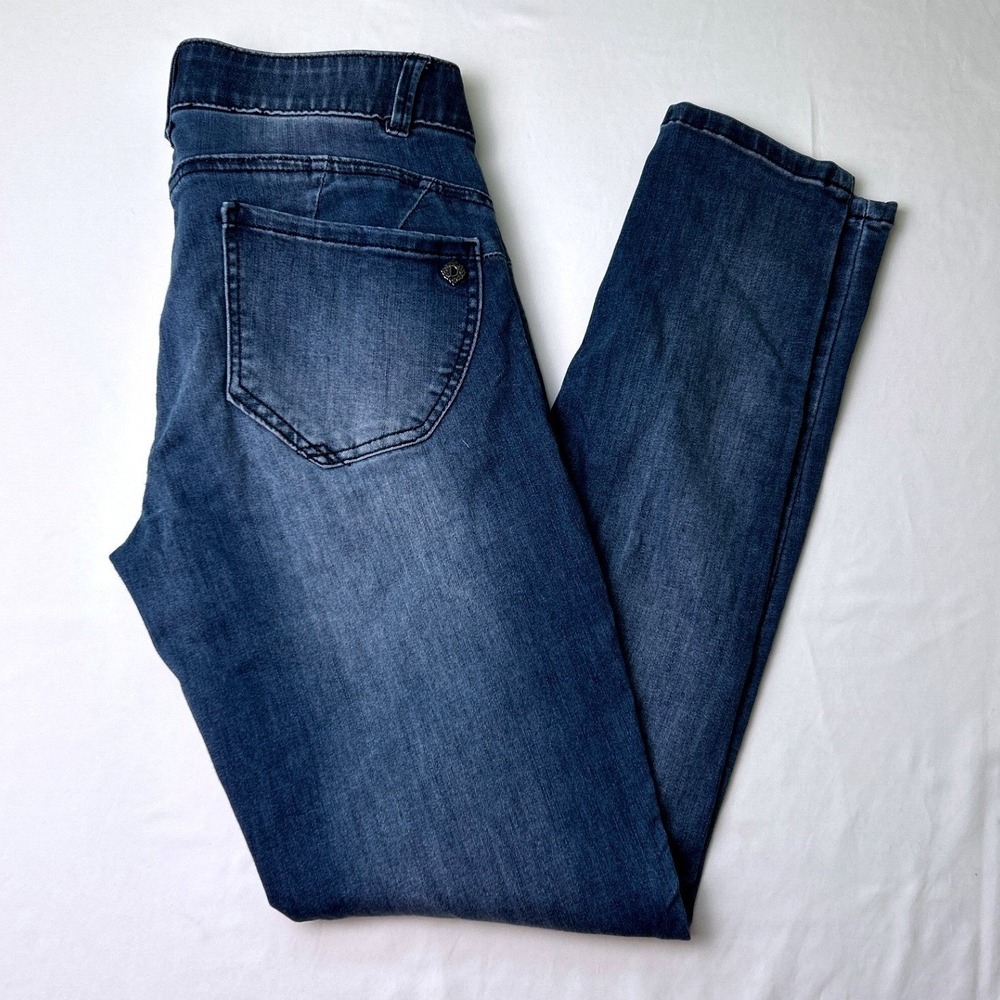 Democracy Womens Mid Rise Skinny Jeans Blue Size 4 Absolution Distressed Stretch